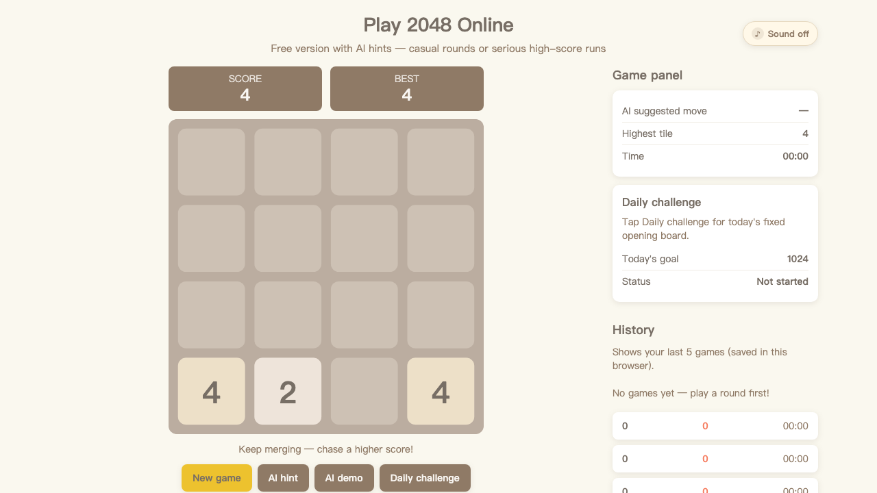 2048 vs AI controls for a live high-score practice run